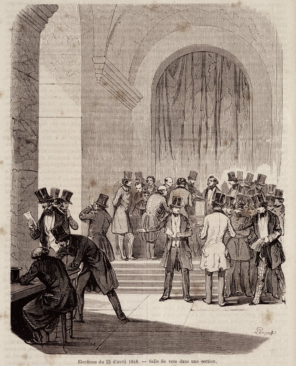 Elecciones del 23 de abril de 1848: sala de votación en una sección de Unknown artist