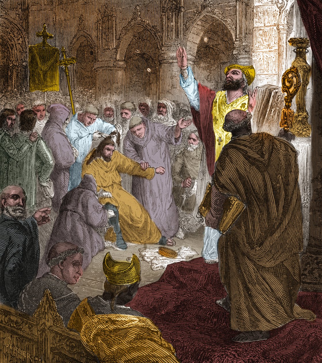 Fin de la dinastía merovingia, 751: deposición del rey Childerico III (714-754) por Pipino el Breve (714-768). de Unknown artist