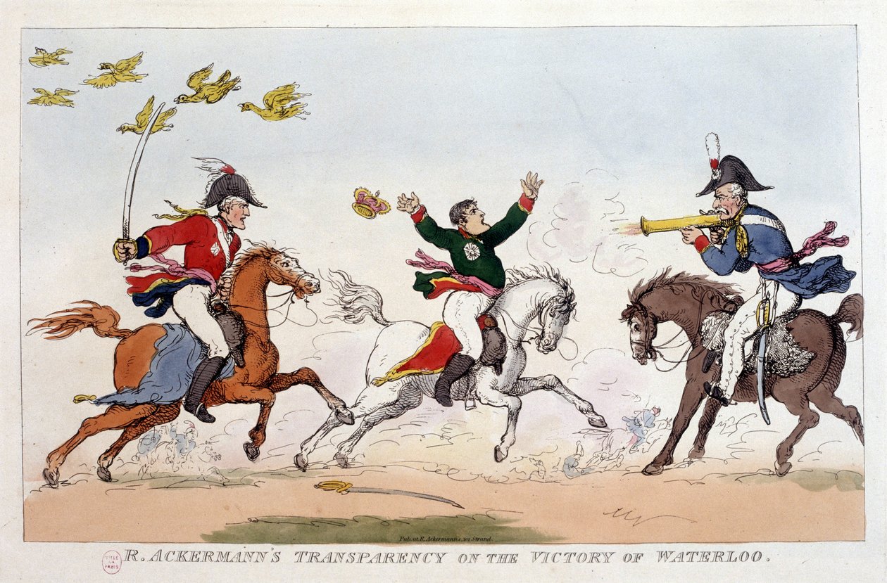 Caricatura inglesa sobre Napoleón I - en Napoleón I, caricaturas, colección dummy. 1814 - 1815. B.H.V.P. de Unknown artist