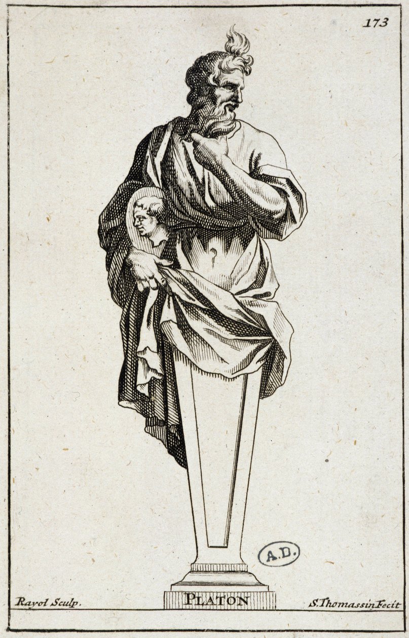 Grabado de una estatua de Platón de Unknown artist