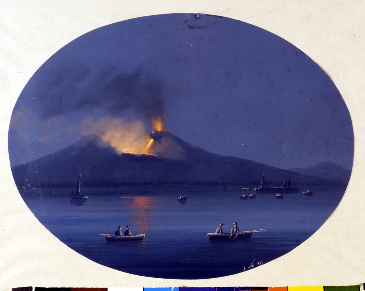 Erupción nocturna del Etna vista desde el mar frente a Catania. Pintura anónima del siglo XIX. de Unknown artist