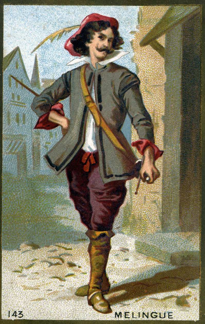Étienne Marin Mélingue (1808 - 1875), actor francés que interpretó el papel de Artagnan. Cromolitografía del siglo XIX de Unknown artist