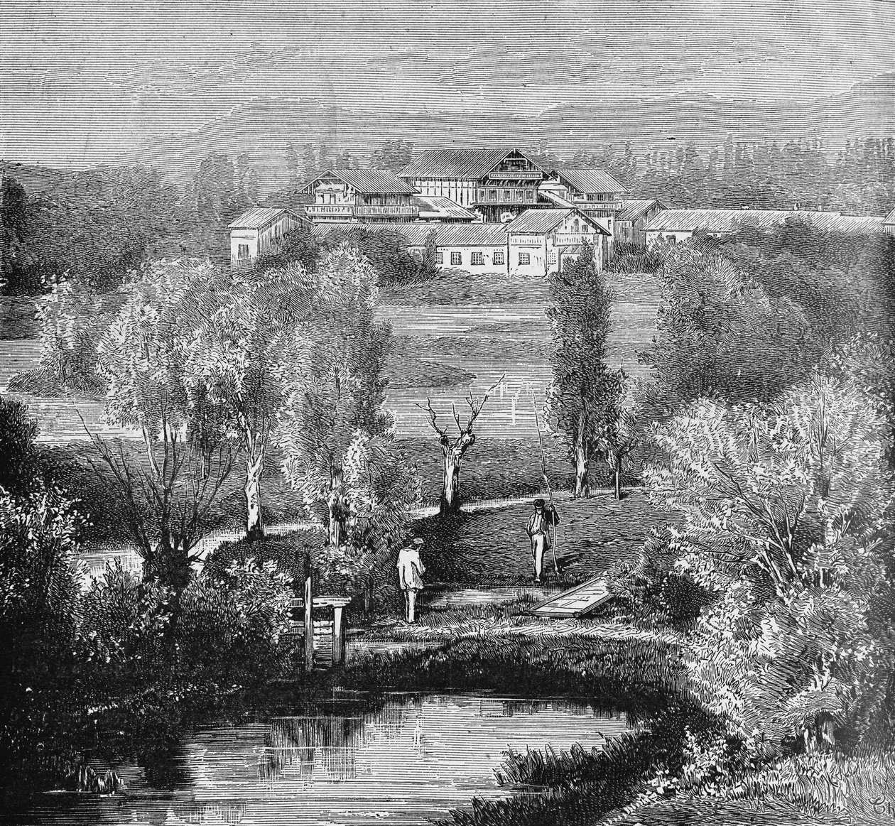 Vista exterior de la piscifactoría de Huningue. En “Álbum de la Ciencia”, Éditions Jouvet de Unknown artist