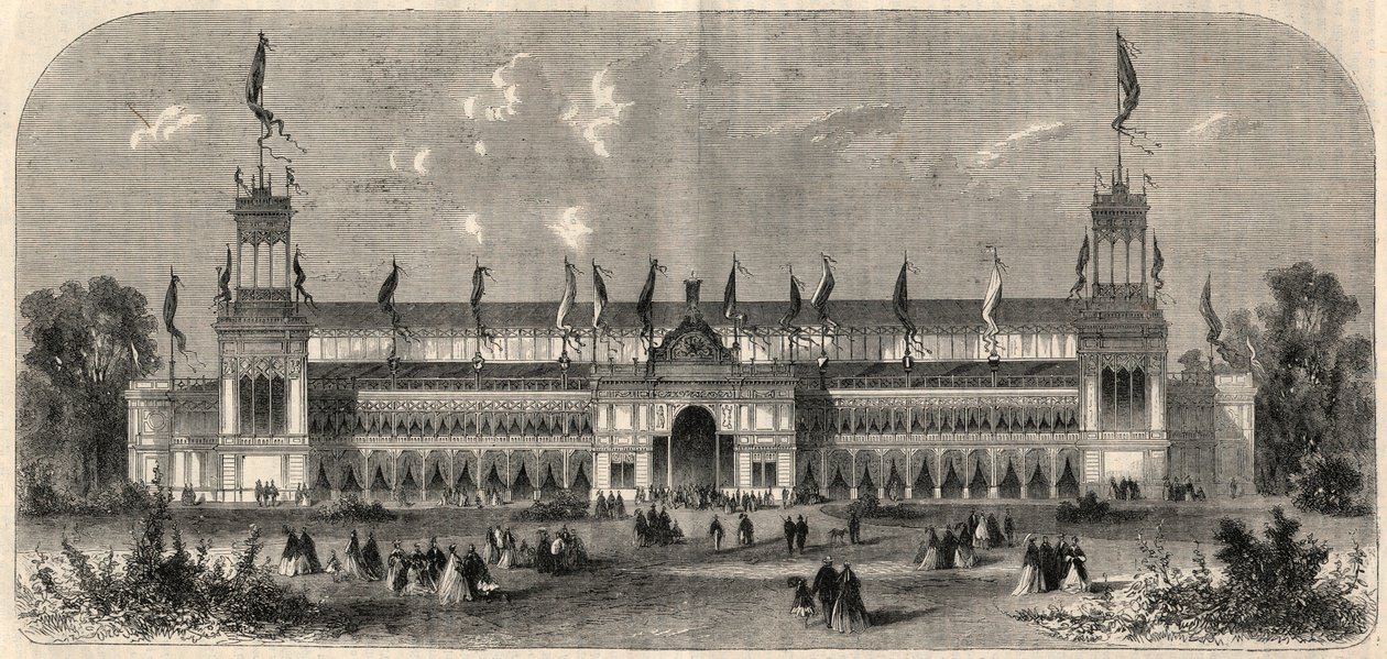 Vista exterior del palacio del tercer tiro nacional alemán en Viena, Austria. Grabado en "El Universo Ilustre". de Unknown artist