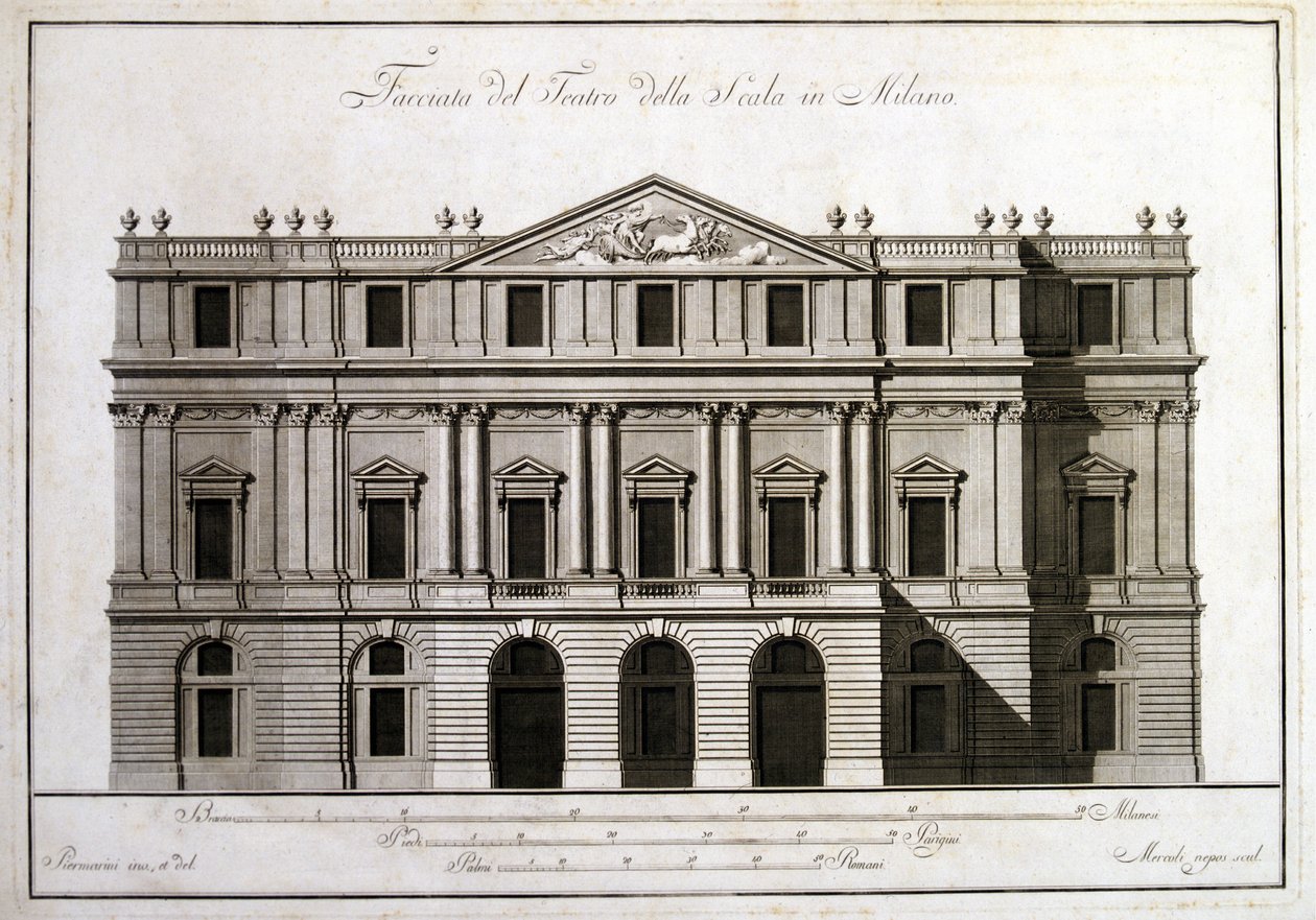 Fachada del teatro alla Scala en Milán. de Unknown artist