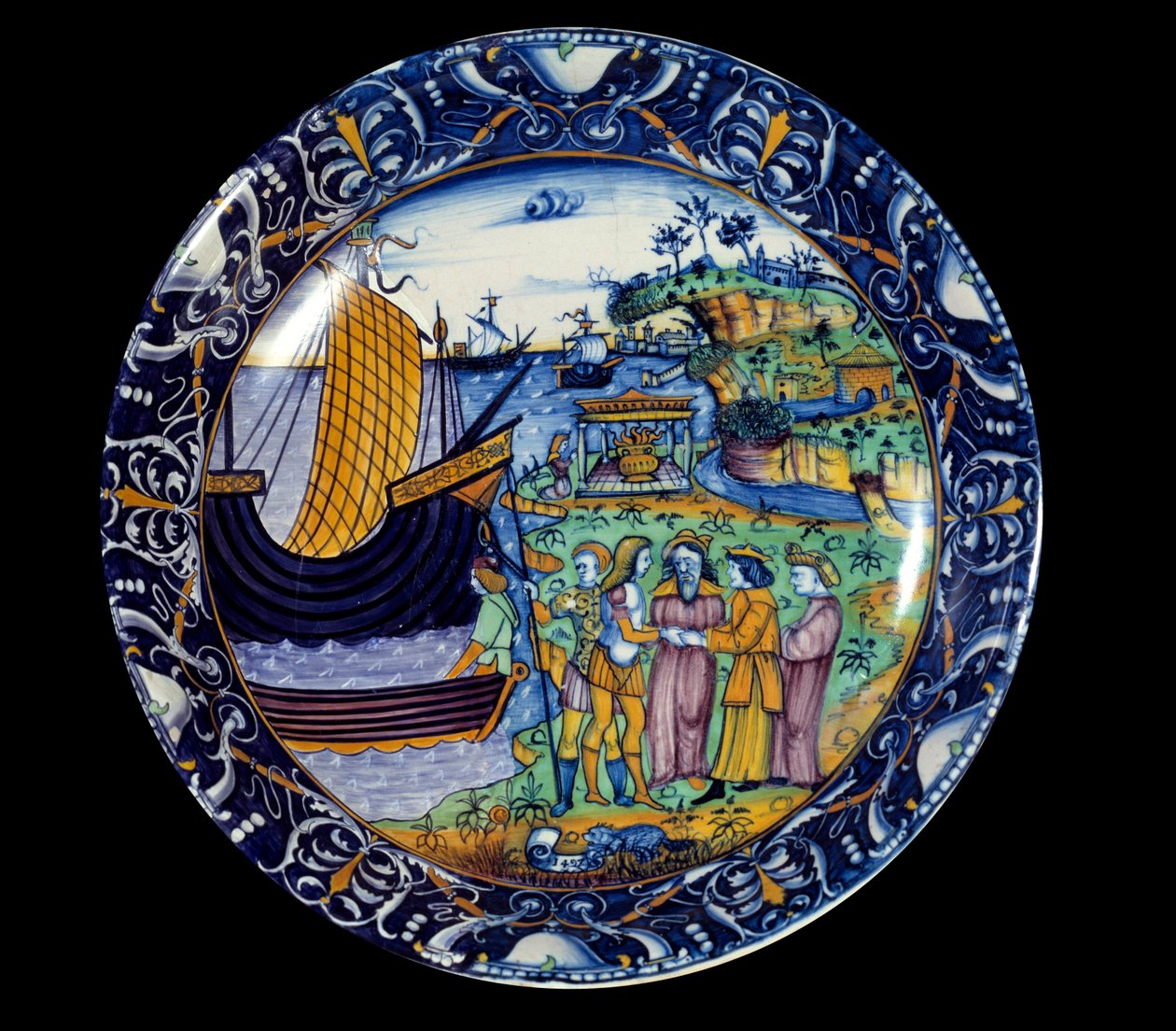 Plato de loza representando la llegada de Eneas a Delos recibido por el rey Arius de Unknown artist