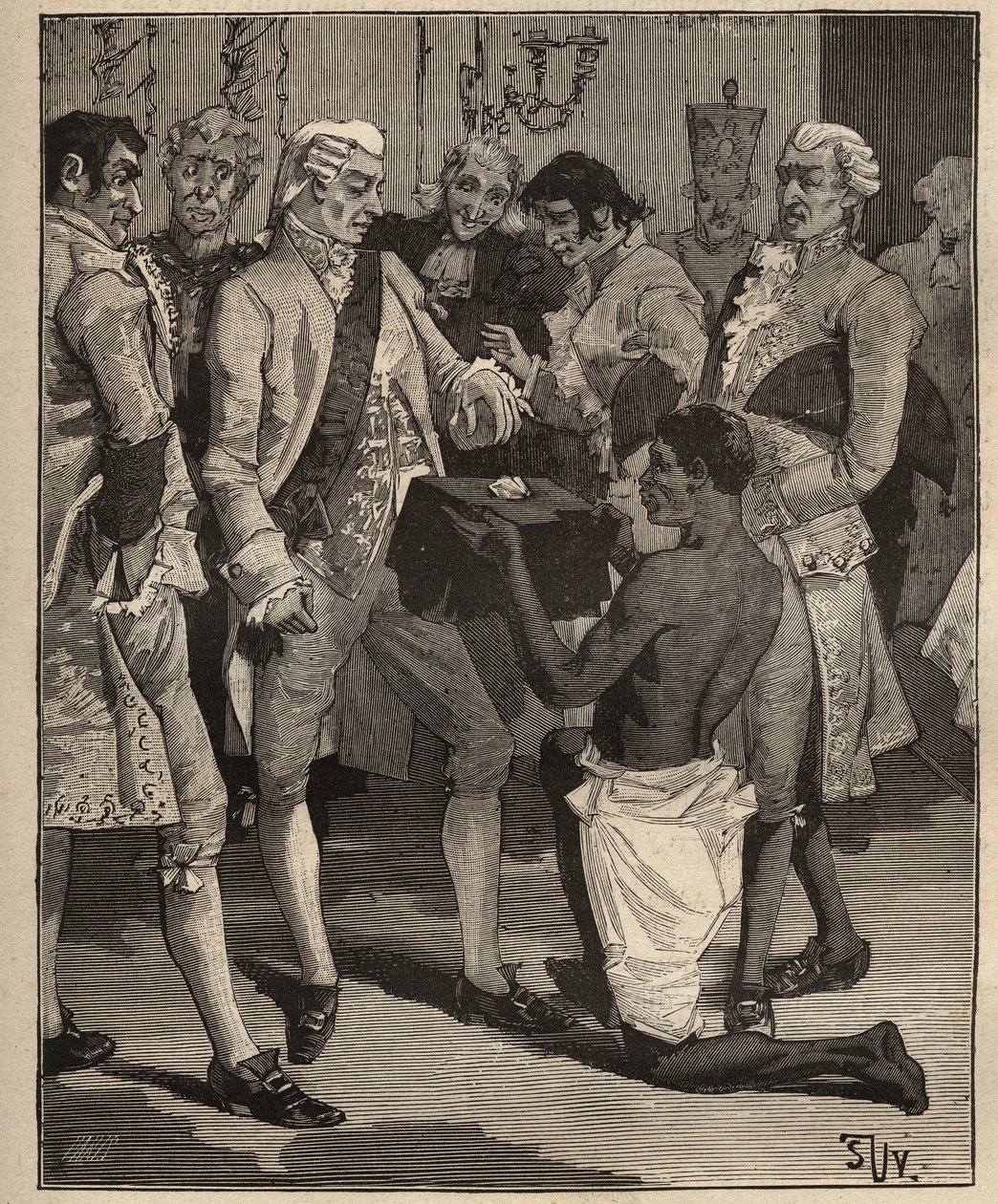 Diamantes famosos: las “Maravillas de las Maravillas” presentadas al Emperador de Brasil, Joao VI de Portugal (Juan VI conocido como el Clemente), en 1809. Grabado de 1885 en “Les arts et metiers illustres” de Adolphe Bitard. de Unknown artist