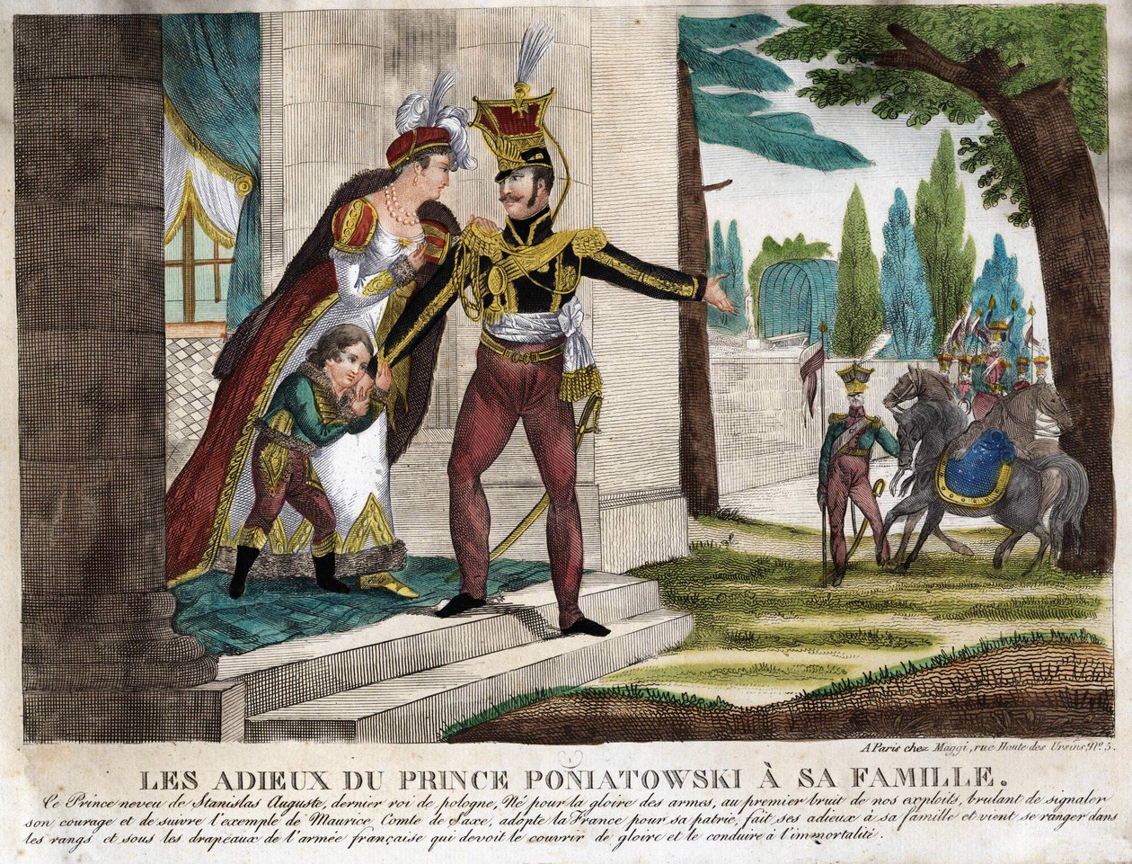 Despedida del Príncipe José (Jozef) Antoni Poniatowski (1763-1813) a su familia, grabado de la época de Unknown artist