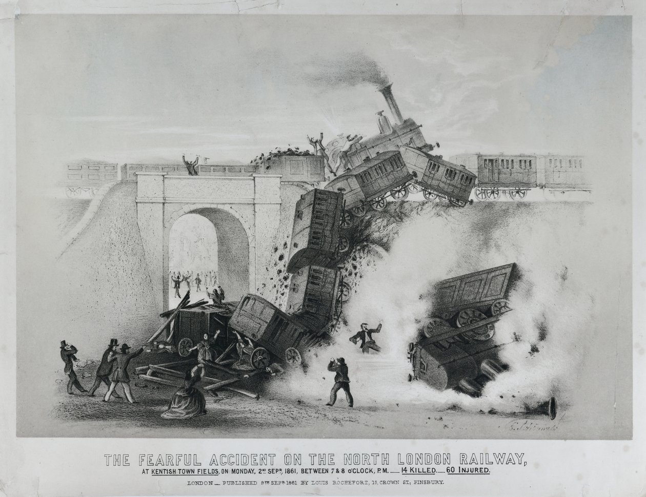 Temible accidente en el ferrocarril del norte de Londres en Kentish Town Fields de Unknown artist