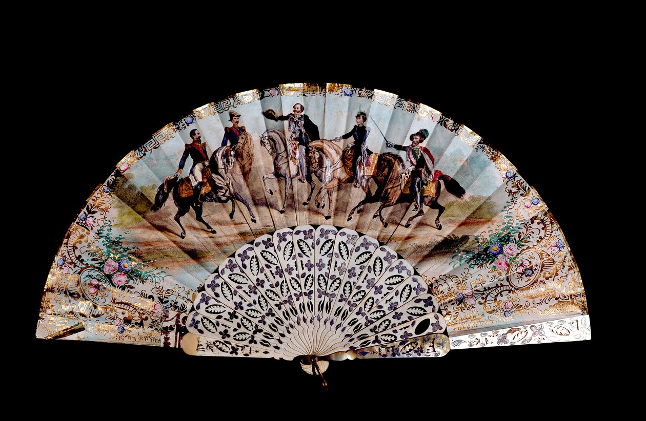 Decoración de valla con cinco jinetes: el Emperador de Francia Napoleón III (1808-1873) (primero a la izquierda), el Rey Vittorio Emanuele II (Victor Manuel) (1820-1878) (tercero), Giuseppe Garibaldi (1807-1882) (primero a la derecha) Milán, Museo del Riso de Unknown artist