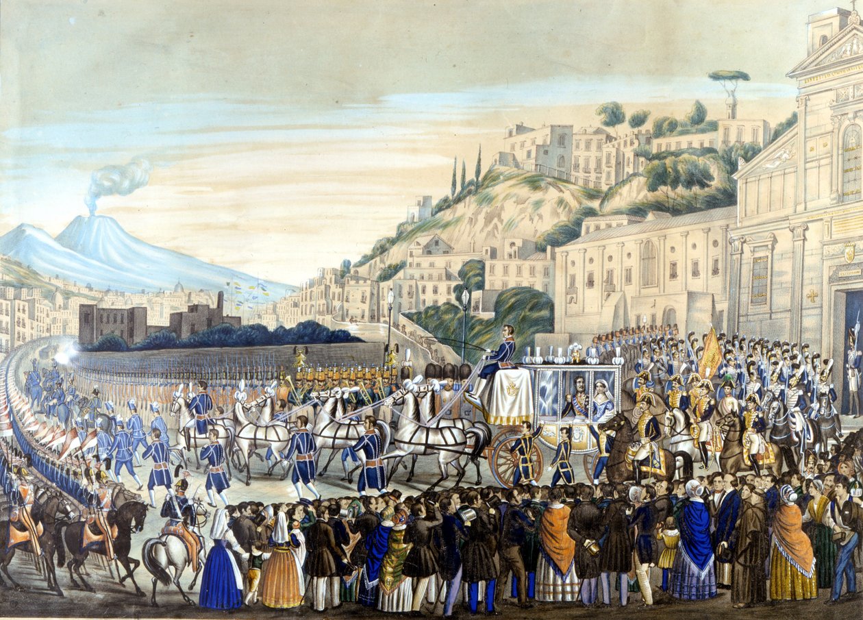 Fernando II (1467 - 1496) y María Teresa en la Basílica de Piedigrotta de Unknown artist