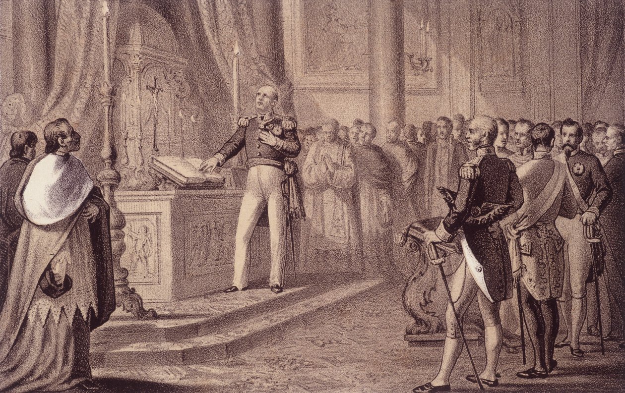 Fernando I de Borbón o Fernando IV (1751 - 1825), Rey de Nápoles, inauguró la constitución de 1820 - en “Storia d
