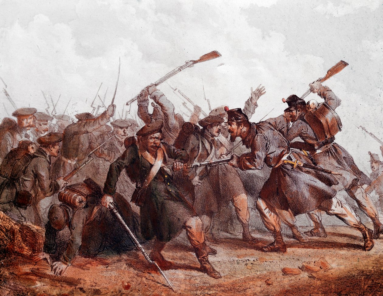 Lucha entre el ejército ruso y la coalición inglesa, otomana y francesa de Unknown artist