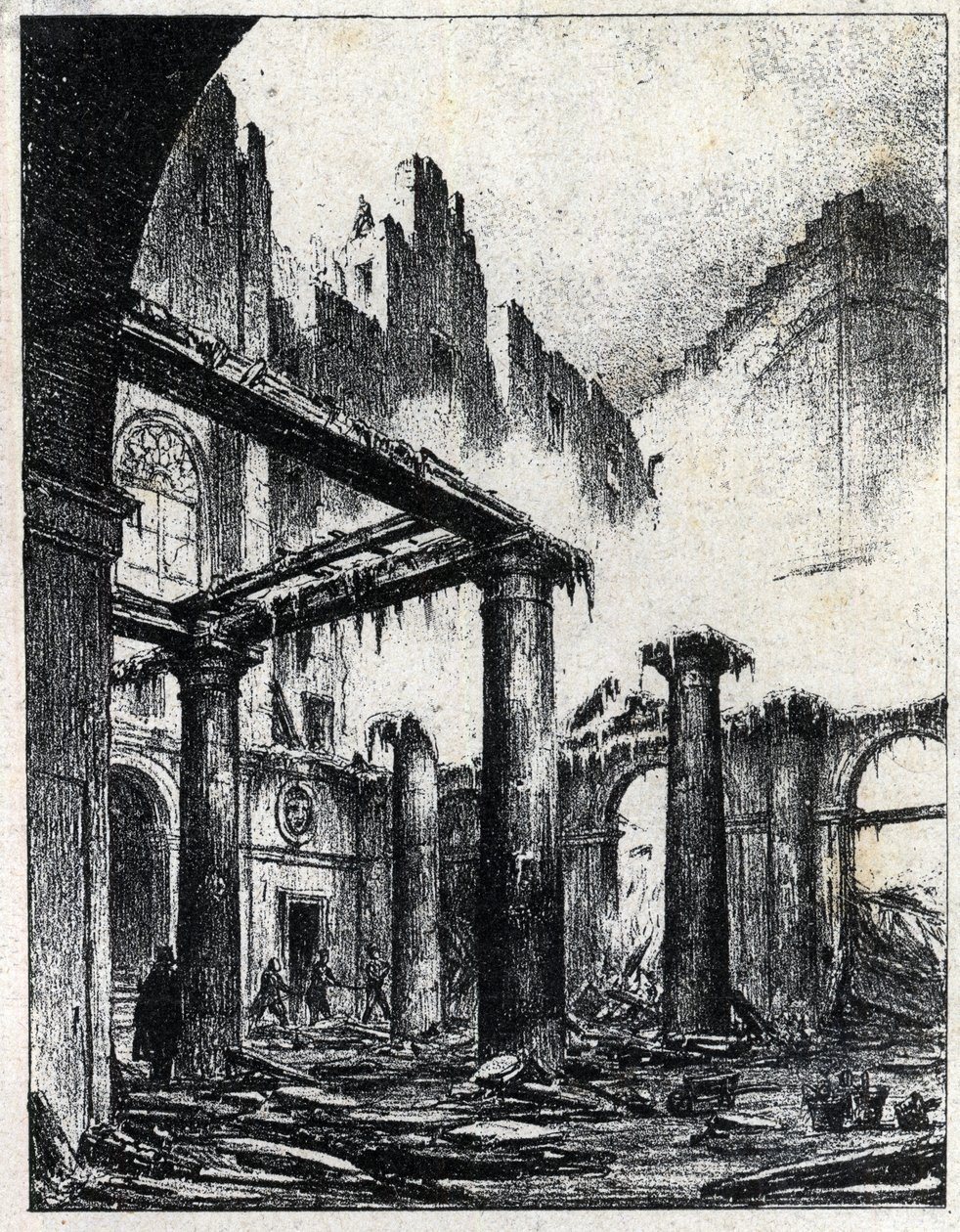 Incendio del Teatro Italiano en París en 1838 de Unknown artist