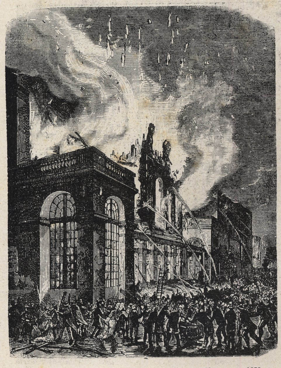 Incendio de la Ópera de la rue Lepelletier (Le Peletier) en París el 28 de octubre de Unknown artist