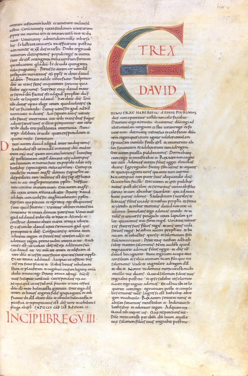 Primer Libro de los Reyes. Capuleto con el nombre del rey David y el anuncio de su vejez de Unknown artist