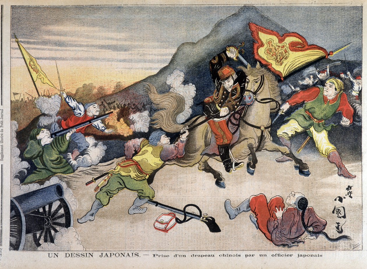 Primera Guerra Sino-Japonesa - Guerra Sino-Japonesa: toma de una bandera china por un oficial japonés - en 