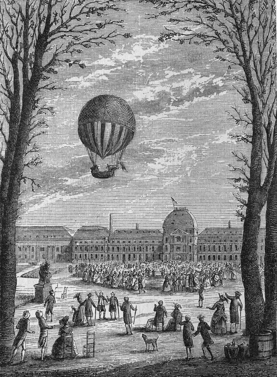 Primer viaje aéreo en un aerostato de gas hidrógeno por Charles y Robert, 1 de diciembre de Unknown artist