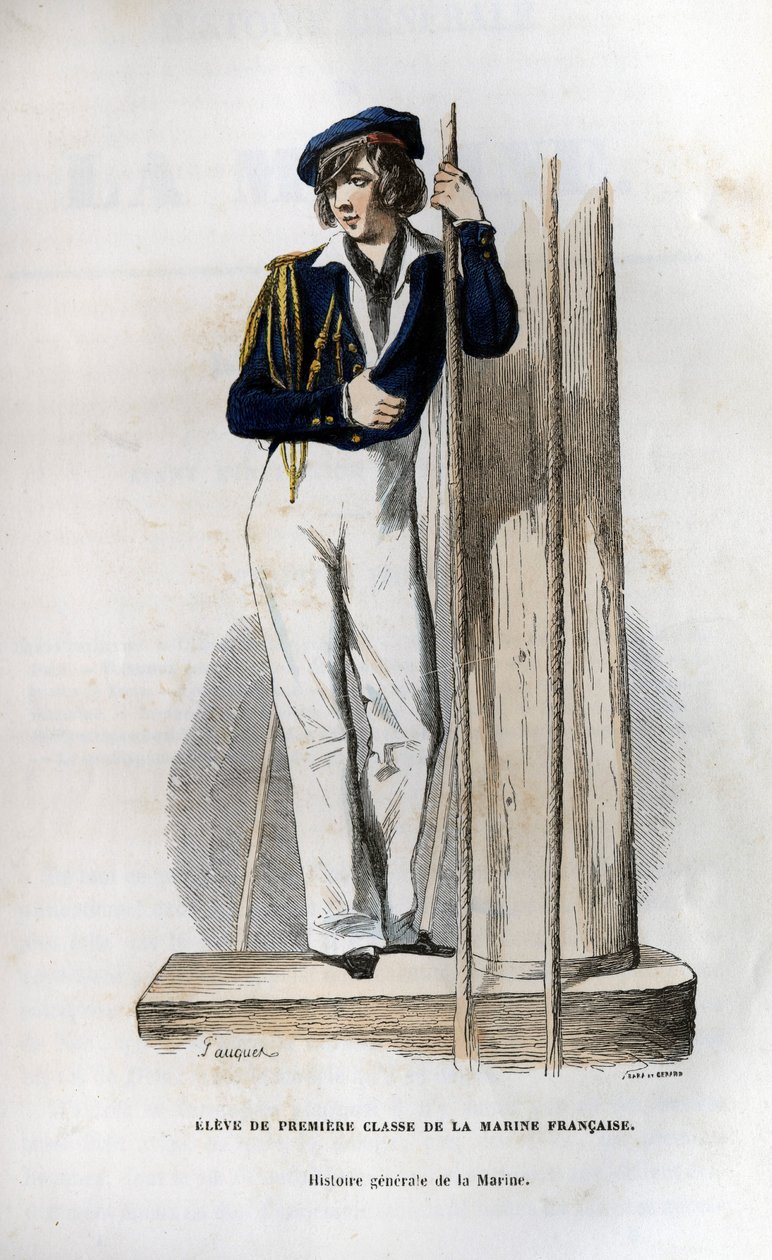 Estudiante de primera clase de la marina francesa. En “Histoire générale de la marine” bajo la dirección de Mr. Van Tenac de Unknown artist