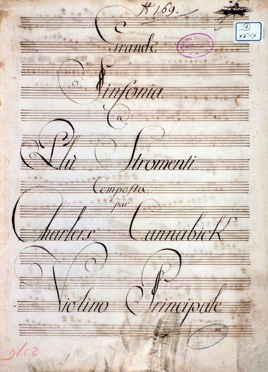 Primera página de la partitura de la Gran Sinfonía (Op. 8) por Carl August Cannabich de Unknown artist
