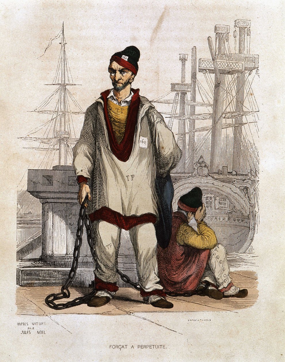 Forzado a peritaje - en "Les Bagnes: histoire, types, moeurs, mystère" por Maurice Alhoy, ed. Gustave Havard, París de Unknown artist