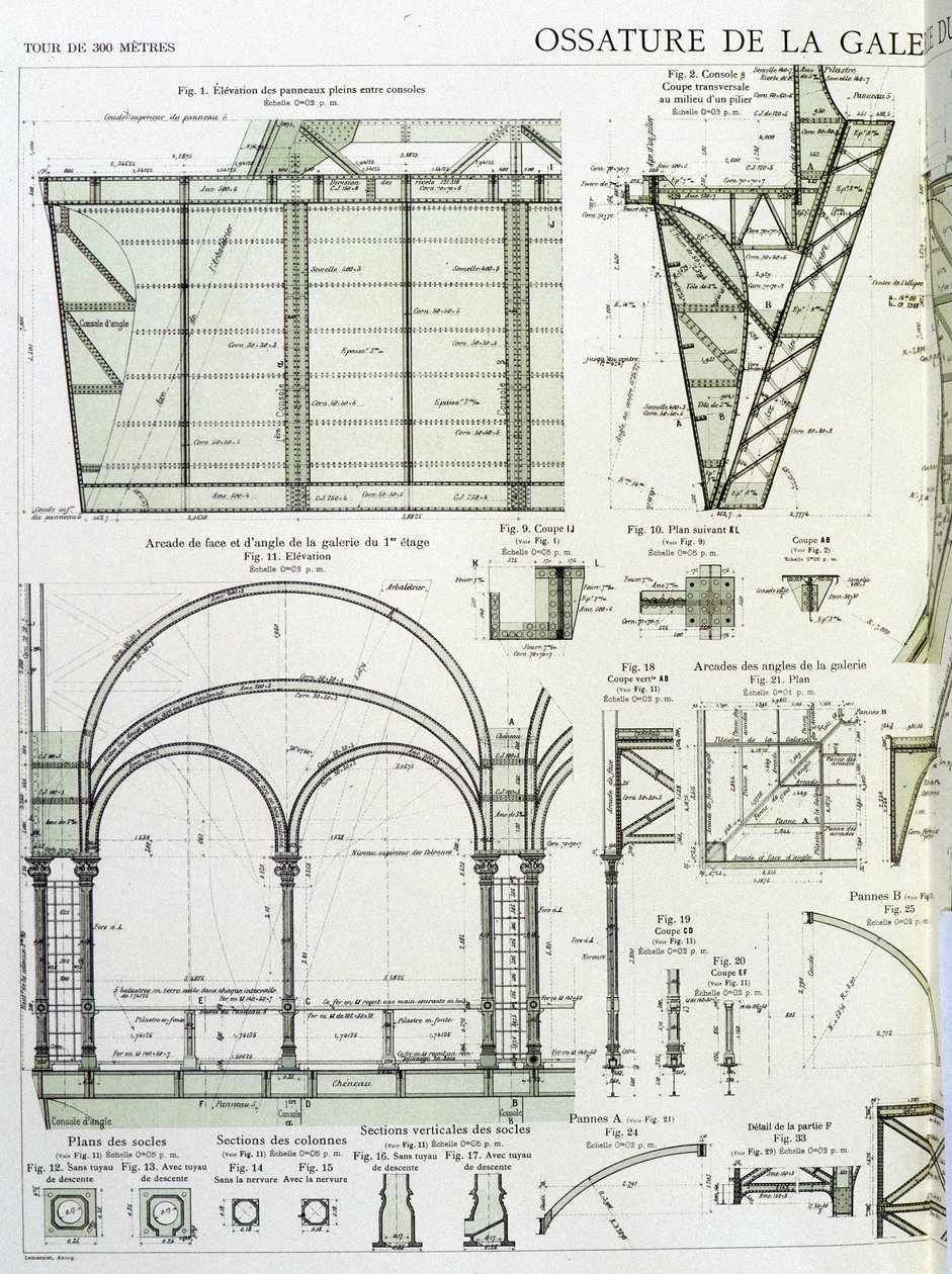 Marco de la galería en el primer piso de la Torre Eiffel - diseño industrial de Unknown artist