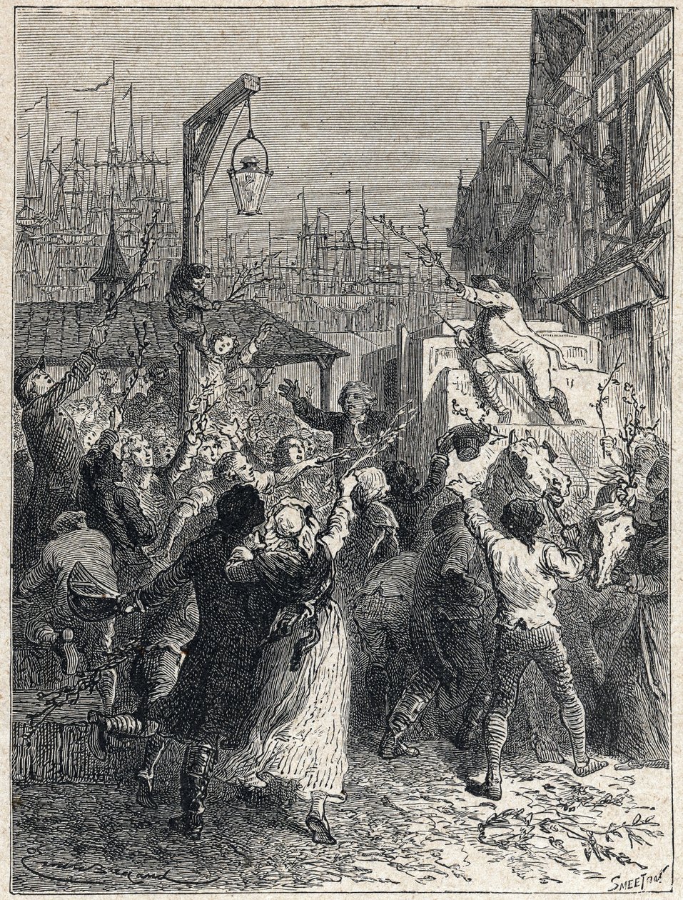 Revolución Francesa: triunfo de Honoré Gabriel Riqueti, Conde de Mirabeau (1749-1791) entrando en la ciudad de Marsella en 1789. Grabado de 1889. Colección privada de Unknown artist