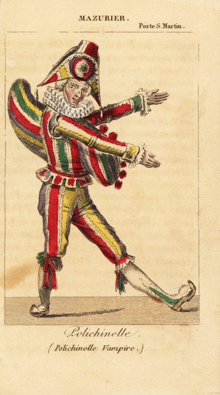 Charles-Francois Mazurier como Polichinello en Polichinelle Vampire de Unknown artist