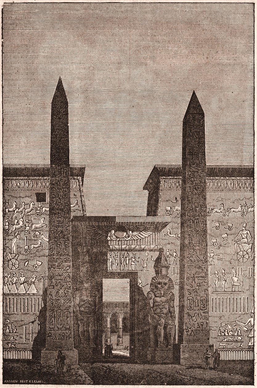 Vista frontal de una reconstrucción de los obeliscos de Luxor en Egipto de Unknown