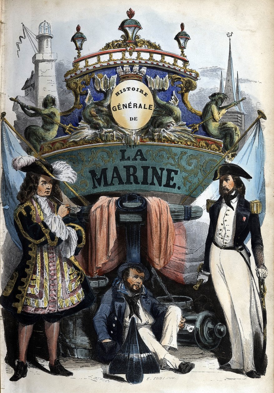 Frontispicio en “Histoire generale de la marine” bajo la dirección de Mr. Van Tenac de Unknown artist