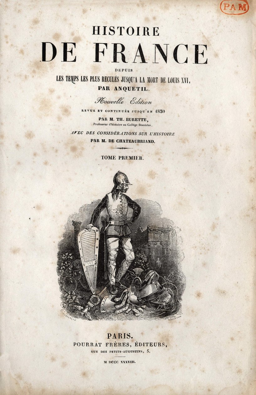 Frontispicio de “Historia de Francia” de Anquetil. 1838. de Unknown artist