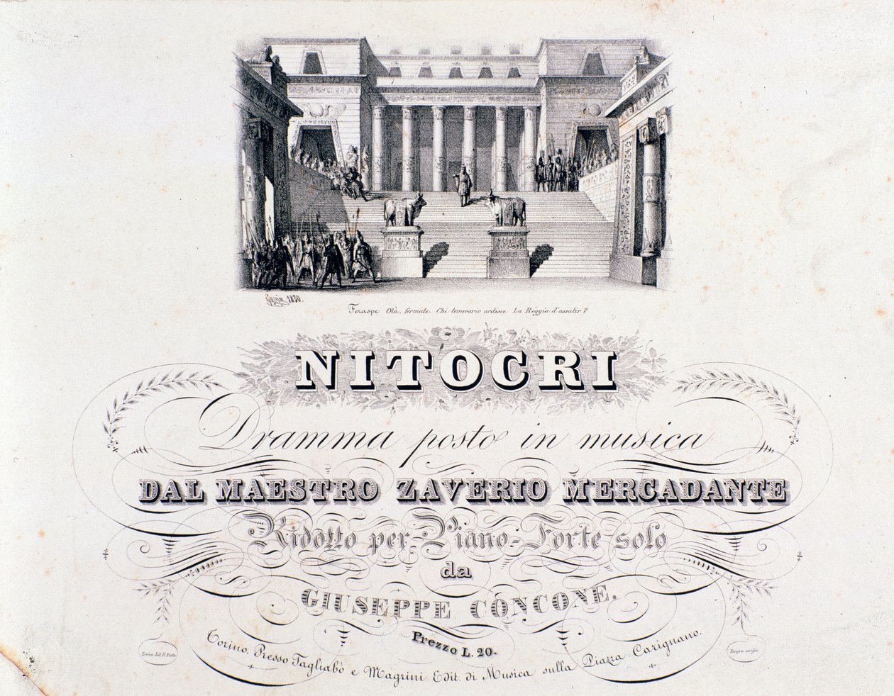 Frontispicio de Nitocri, ópera de Mercadante de Unknown artist