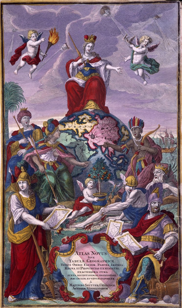 Frontispicio del “Atlas Nouveau” por Seutter Georges Mattaus de Unknown artist