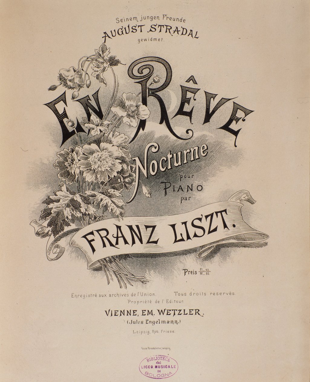 Frontispicio de la partitura “En rêve” de Franz Liszt (1811-1886) Siglo XIX. Bolonia, museo cívico musical de Unknown artist