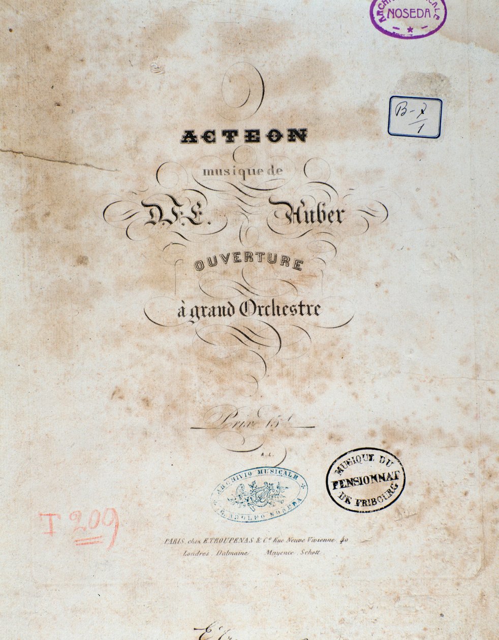 Frontispicio de "Acteon" ópera cómica inglesa de Daniel Francois Esprit Auber de Unknown artist