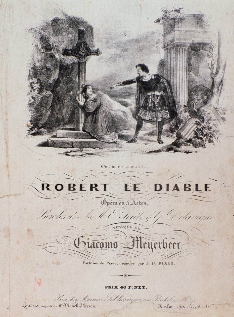 Frontispicio de Robert le diable, ópera por Meyerbeer (siglo XIX) de Unknown artist