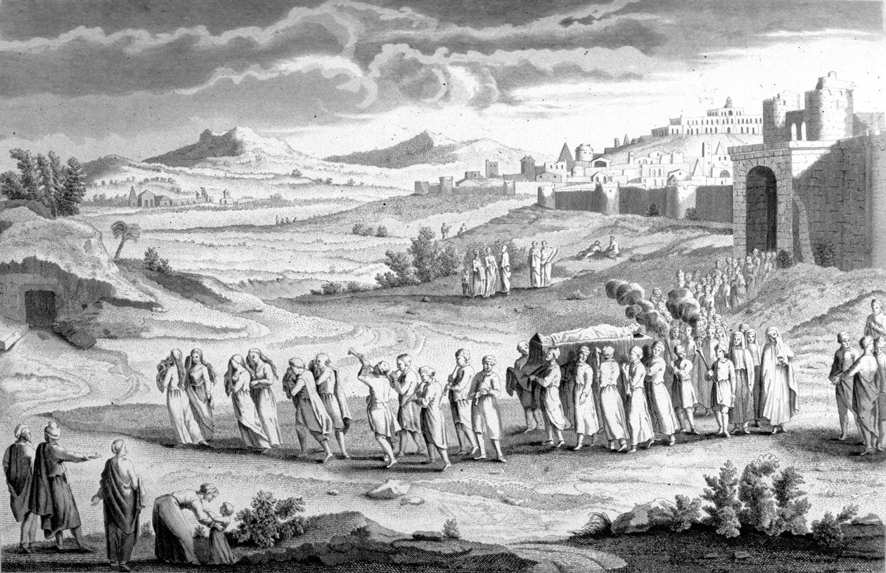Funeral según el rito hebraico. Grabado del siglo XIX de Unknown artist