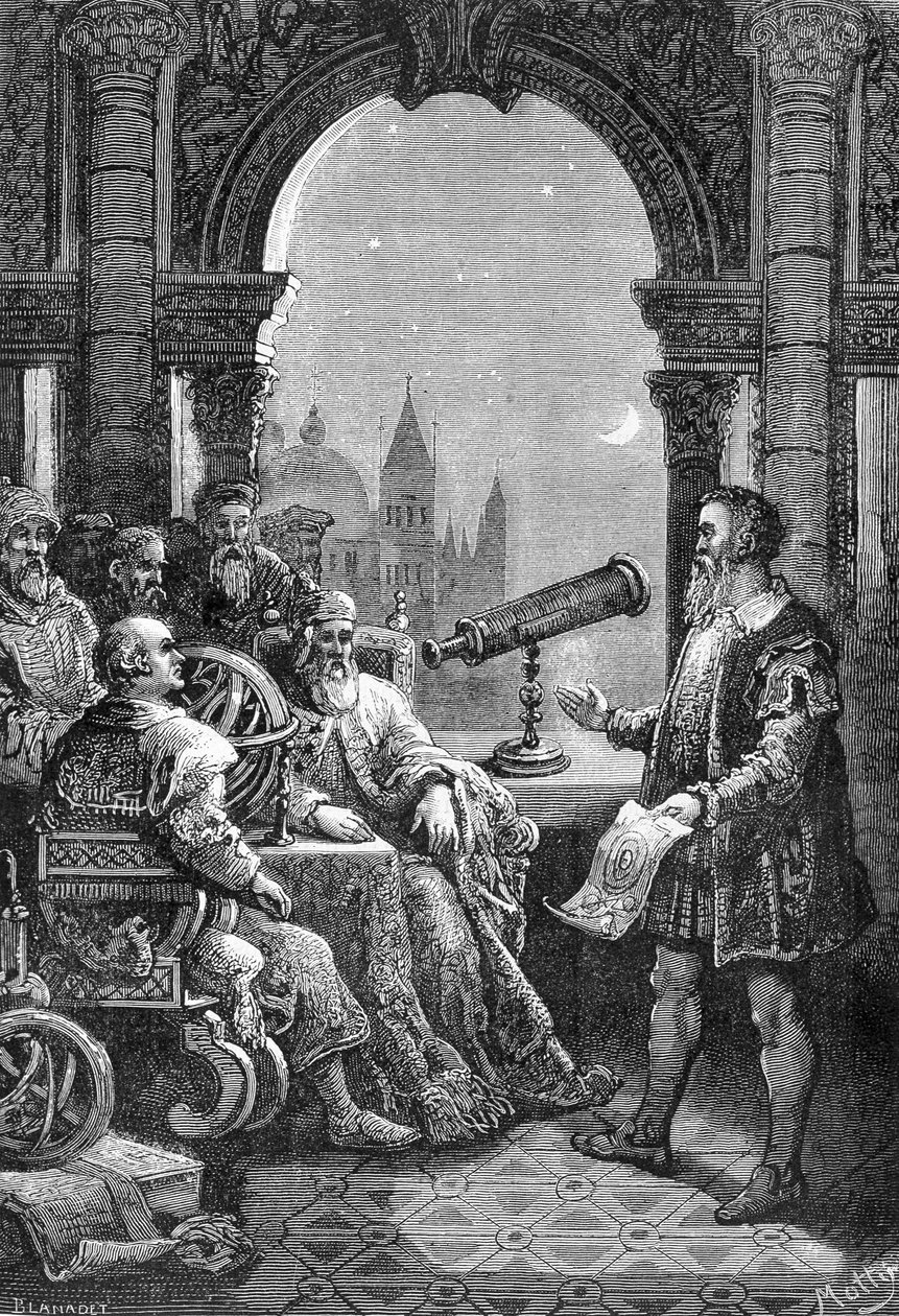 Galileo Galilei presentando el primer bisel astronómico al Dogo de Venecia de Unknown artist