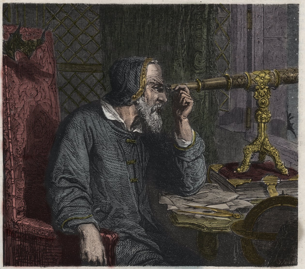 Galileo Galilei y su telescopio de Unknown artist
