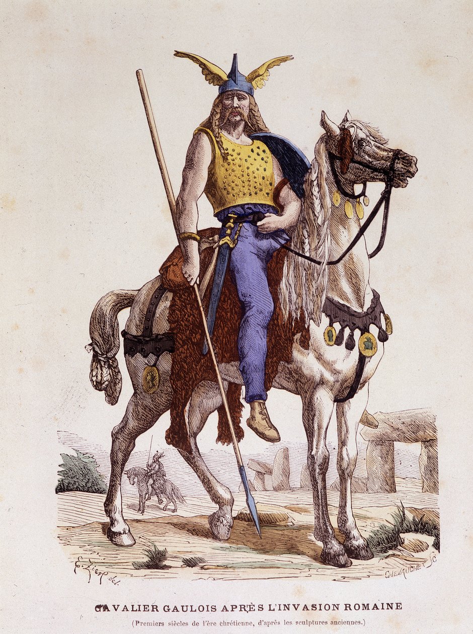 Jinete galo después de la invasión romana - en “Trajes de París a través de los siglos” de Unknown artist