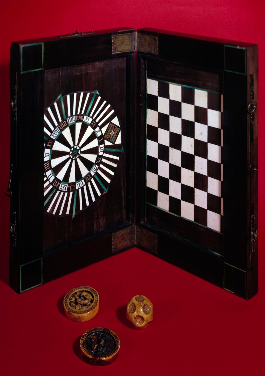 Caja de juego hecha de nogal, marfil y ébano. Finales del siglo XV de Unknown artist