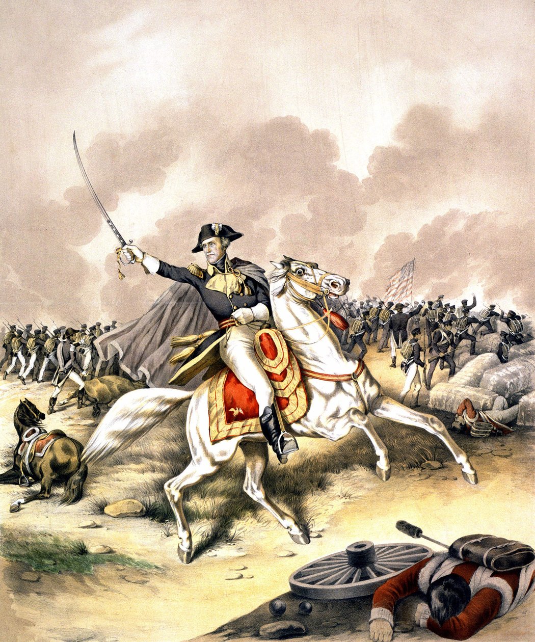 El General Andrew Jackson (1767 - 1845) en la Batalla de Nueva Orleans en 1812 de Unknown artist