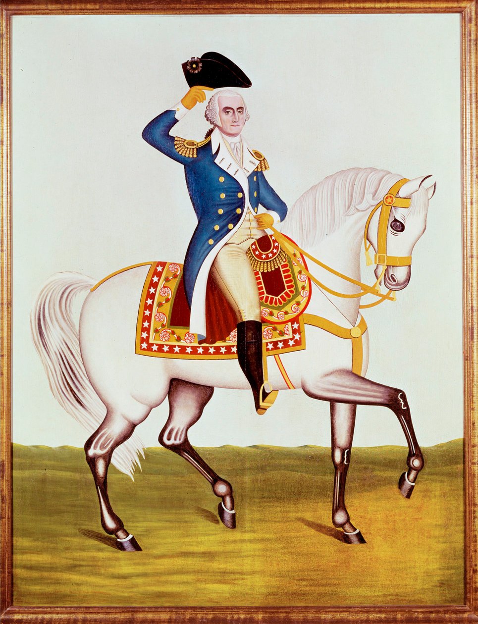 El general Washington en su caballo blanco (acuarela) de Unknown Artist