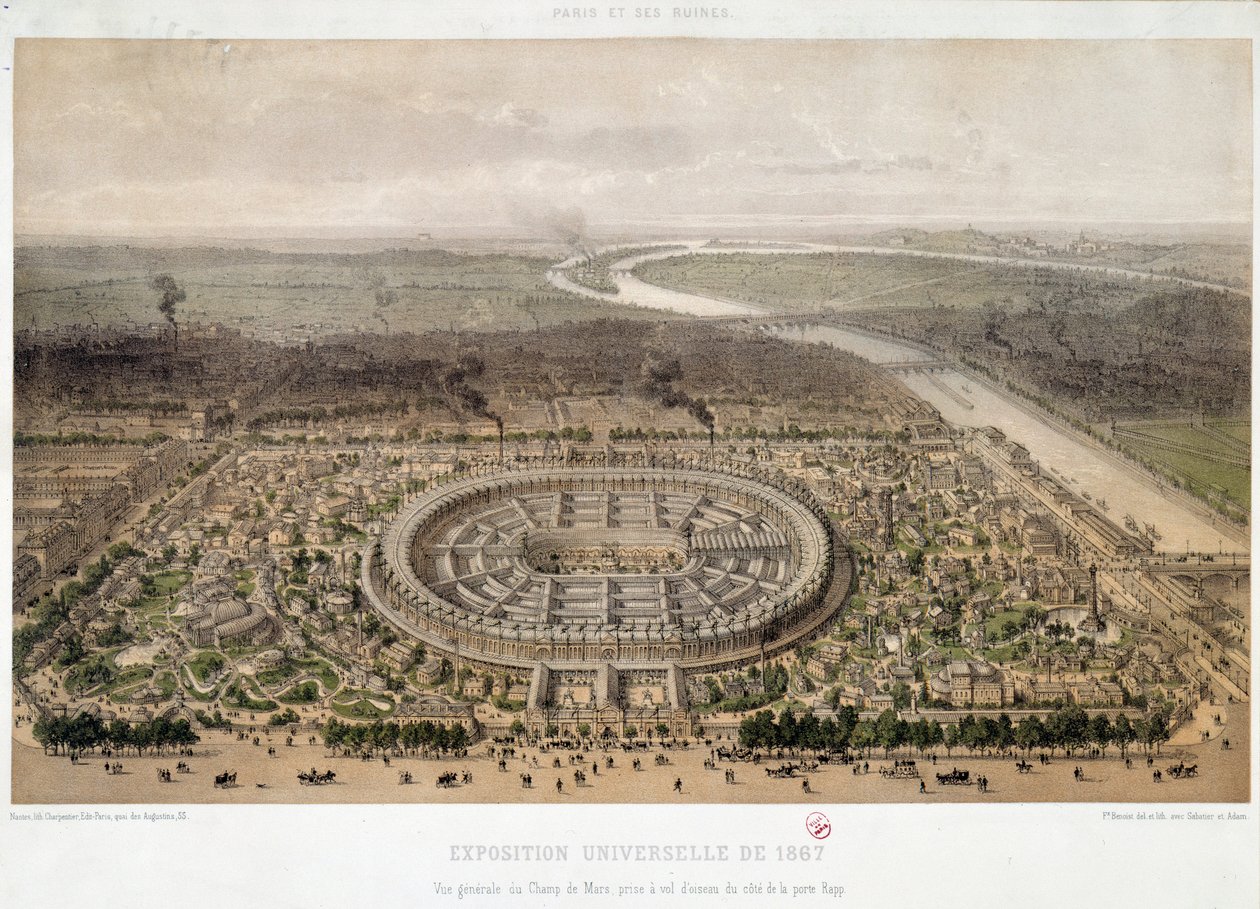 Vista general de la Exposición Mundial de 1867 tomada desde Trocadero en París de Unknown artist