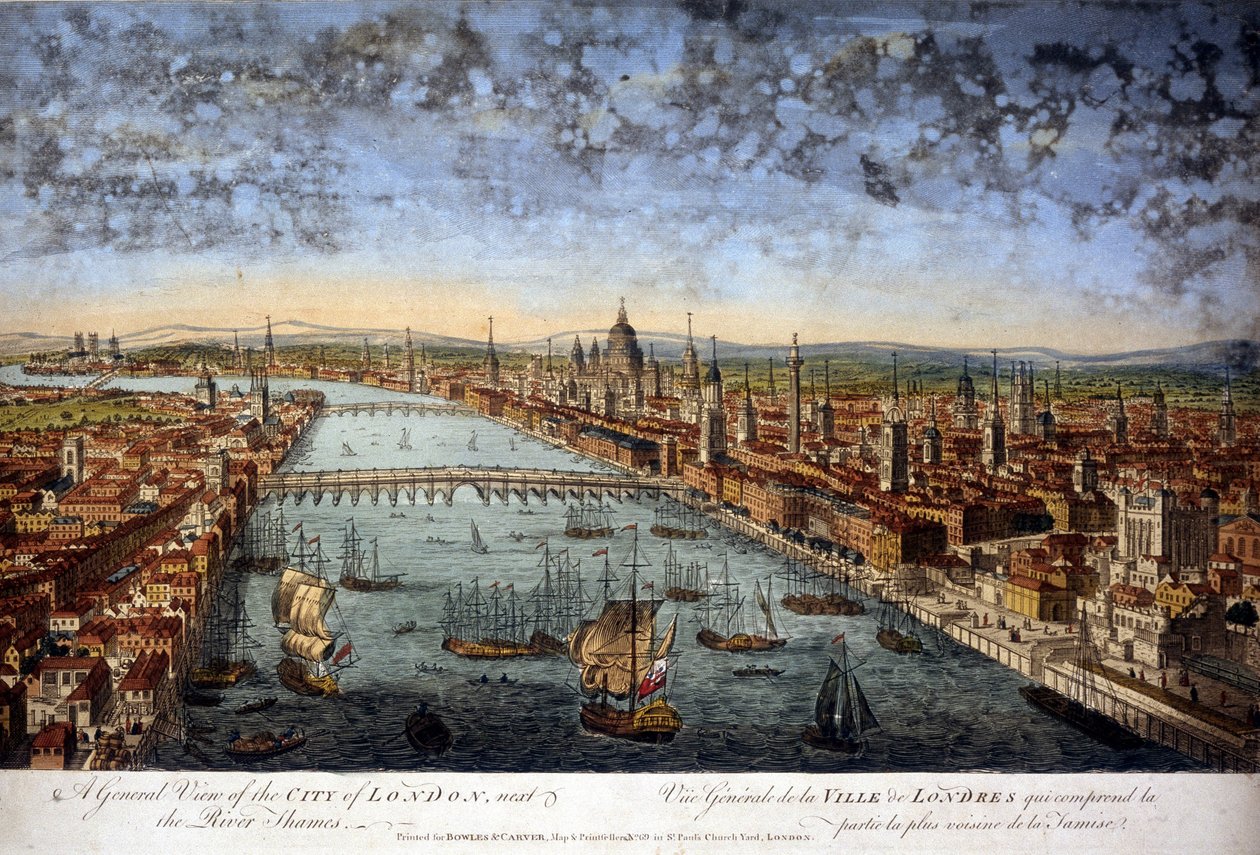 Vista general de la ciudad de Londres que incluye la parte más cercana del Támesis. 1800. de Unknown artist