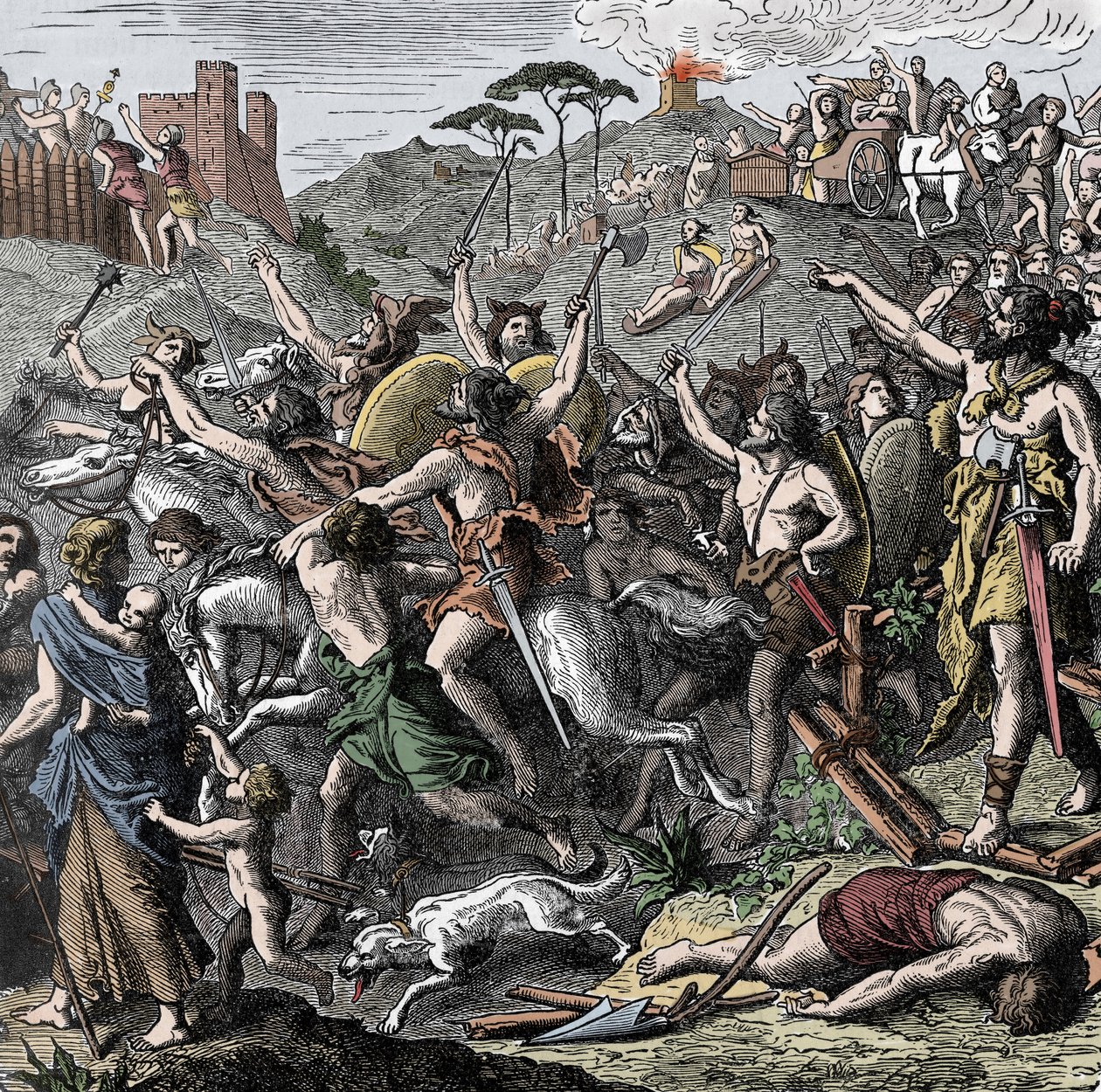 Los vándalos de Genserico en Italia - Genserico (ca. 399-477) rey de los vándalos y su ejército saquean Italia, saqueo de Roma, 455 de Unknown artist