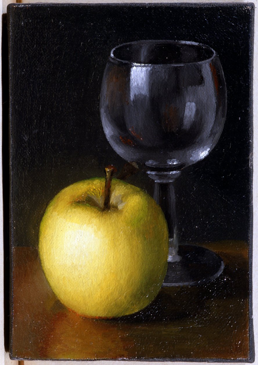 Vaso y manzana amarilla de Unknown artist