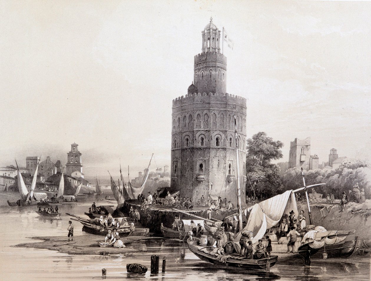 Torre del Oro, Sevilla, España artística y monumental de sitios y monumentos famosos de España por Don Genaro Pérez de Villa de Unknown artist