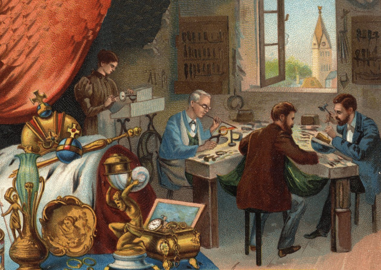 Taller de orfebrería, joyero: soldadura y cincelado de oro de Unknown artist