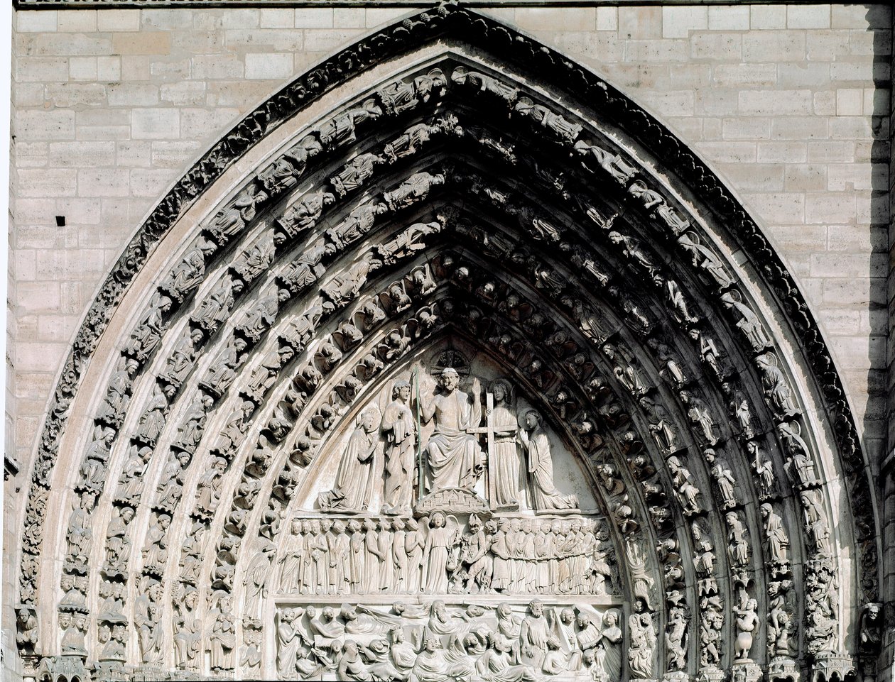Arte gótico: detalle del portal central de la Catedral de Notre Dame de París de Unknown artist